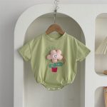 【66-90】ロンパース フラワーグリーン 可愛い ベビー服 - 画像 (8)