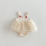 【66-90】ロンパース チェリー柄 女の子 可愛い