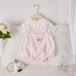 【66-100】セットアップ ベビー チェック サロペットロンパース&Tシャツ - 画像 (3)