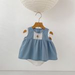 【73-110】セットアップ or ワンピース ベビー 女の子 韓国風 花刺繍 - 画像 (8)