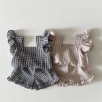 【73-100】セットアップ ベビー フリル チェック - 画像 (2)
