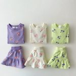 【73-120】セットアップ ベビー女の子 さくらんぼ Tシャツ＆ミニスカート