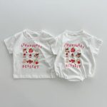 【66-100】ロンパース or Tシャツ ベビー プリント コットン