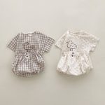 【66-100】セットアップ ベビー ドット/チェックあひるプリント