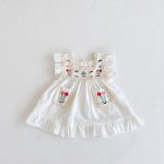 【66-100】ワンピース ベビー服 女の子 おしゃれ 刺繍 レース - 画像 (3)