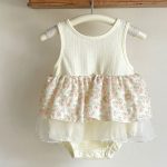 【73-90】ロンパース ベビー 小花柄 チュール - 画像 (4)
