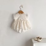 【73-100】ロンパースワンピース ベビー 女の子 フリル袖 - 画像 (7)