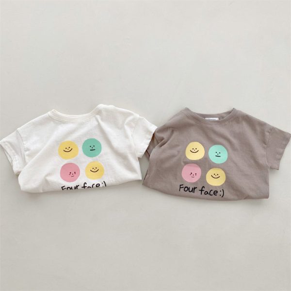 【73-120cm】半袖Tシャツ キッズ ロゴスマイル カジュアル