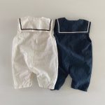 【66-90】ロンパース ベビー ノースリーブ セーラーカラー - 画像 (3)