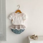 【73-110】セットアップ ベビー 花柄 レース リボン付き - 画像 (5)
