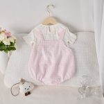 【66-100】セットアップ ベビー チェック サロペットロンパース&Tシャツ - 画像 (4)