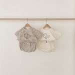 【66-100】セットアップ ベビー ドット/チェックあひるプリント - 画像 (6)