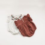 【66-90】ロンパース ベビー フリル袖 花刺繍 - 画像 (3)