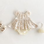 【66-90】ロンパースドレス ベビー服 女の子 ノースリーブ 丸襟 花柄 - 画像 (2)