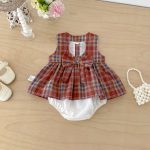 【66-90】ロンパース レッド チェック 可愛い ベビー服 - 画像 (7)