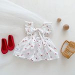 【66-90】ワンピース ベビー服 女の子 総柄さくらんぼ