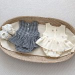 【66-100】セットアップ ベビー 刺繍 チェック ノースリーブ - 画像 (3)