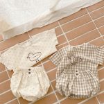 【66-100】セットアップ ベビー ドット/チェックあひるプリント - 画像 (7)