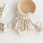【66-90】ロンパースドレス ベビー服 女の子 ノースリーブ 丸襟 花柄 - 画像 (3)