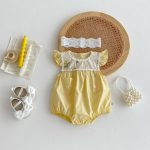【66-90】ロンパース ベビー 花柄 刺繍 フリルデザイン - 画像 (4)