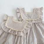 【66-130】ロンパース or ワンピース ベビー 女の子 ストライプ フリル - 画像 (14)