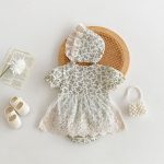 【66-90】ロンパース&帽子 ベビー服 女の子 レース 花柄 - 画像 (3)