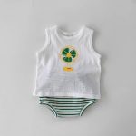 【66-100】セットアップ ベビー 可愛い ベスト&ボーダーショートパンツ - 画像 (5)