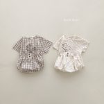 【66-100】セットアップ ベビー ドット/チェックあひるプリント - 画像 (3)