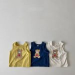 【73-100】セットアップ ベビー くまさんベスト＆チェックショートパンツ - 画像 (5)