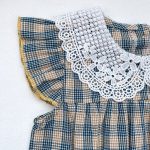 【66-90】ロンパース ベビー 肩フリル レース 丸襟 チェック - 画像 (8)
