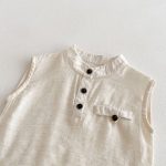 【73-100】セットアップ トップス&ショートパンツ 無地 ノースリーブ - 画像 (8)