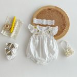【66-90】ロンパース ベビー 花柄 刺繍 フリルデザイン - 画像 (3)