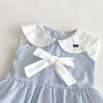 【73-100】ワンピース ベビー 女の子 ストライプ リボン付き - 画像 (9)