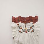 【66-90】ロンパース ベビー フリル袖 花刺繍 - 画像 (7)