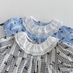 【66-90】ロンパース ベビー 女の子 蝶結び パフスリーブ - 画像 (9)