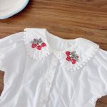 【73-100】サロペットロンパース&ブラウス ベビー いちご刺繍 スウィート - 画像 (7)