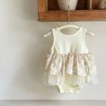 【73-90】ロンパース ベビー 小花柄 チュール - 画像 (7)