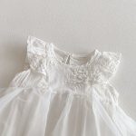 【66-90】ロンパースワンピース ベビー 女の子 フリルスリーブ チュール - 画像 (7)