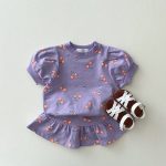 【73-120】セットアップ ベビー女の子 さくらんぼ Tシャツ＆ミニスカート - 画像 (5)