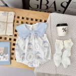 【66-90】ロンパース ブルー襟 ウサギ 可愛い ベビー服 - 画像 (3)