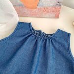 【73-120】セットアップ ベビー 女の子 デニムトップス&パンツ ノースリーブ - 画像 (8)