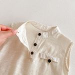 【73-100】セットアップ トップス&ショートパンツ 無地 ノースリーブ - 画像 (9)