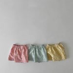 【73-100】セットアップ ベビー くまさんベスト＆チェックショートパンツ - 画像 (9)