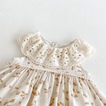 【66-90】ロンパースドレス ベビー服 女の子 ノースリーブ 丸襟 花柄 - 画像 (7)