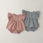 【66-100】セットアップ ベビー 女の子 フリル袖 チェック - 画像 (4)
