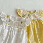 【66-90】ロンパース ベビー 花柄 刺繍 フリルデザイン - 画像 (8)