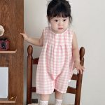 【66-100】カバーオール ベビー ウサギ耳 チェック柄 - 画像 (5)