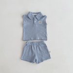 【73-100】セットアップ ベビー ポロネック ノースリーブ - 画像 (6)