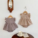 【66-100】セットアップ ベビー チェック フリル トップス&パンツ - 画像 (6)