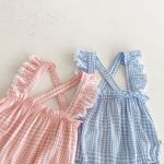 【66-90】サロペットロンパース ベビー フリル袖 チェック - 画像 (10)